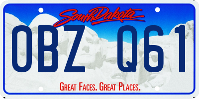 SD license plate 0BZQ61