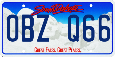 SD license plate 0BZQ66