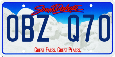 SD license plate 0BZQ70