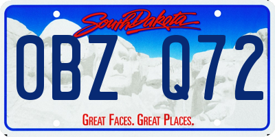 SD license plate 0BZQ72