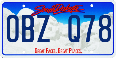 SD license plate 0BZQ78