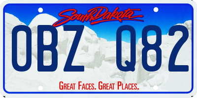 SD license plate 0BZQ82