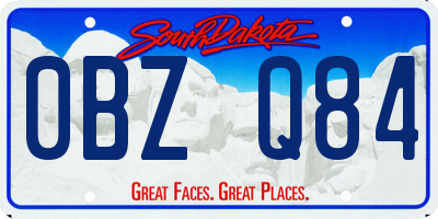 SD license plate 0BZQ84