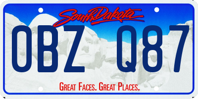 SD license plate 0BZQ87