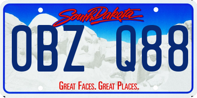 SD license plate 0BZQ88