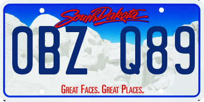 SD license plate 0BZQ89