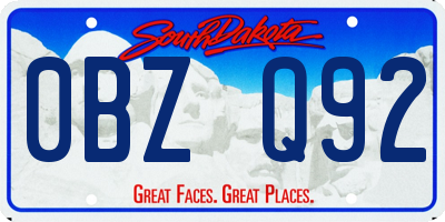 SD license plate 0BZQ92