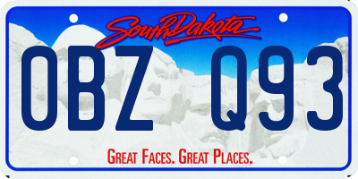 SD license plate 0BZQ93