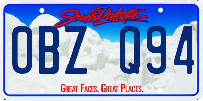 SD license plate 0BZQ94