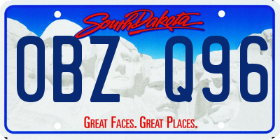 SD license plate 0BZQ96