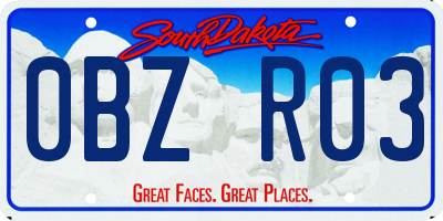 SD license plate 0BZR03