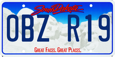 SD license plate 0BZR19