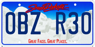 SD license plate 0BZR30