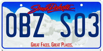 SD license plate 0BZS03