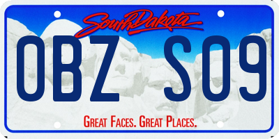 SD license plate 0BZS09