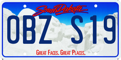 SD license plate 0BZS19