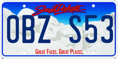 SD license plate 0BZS53