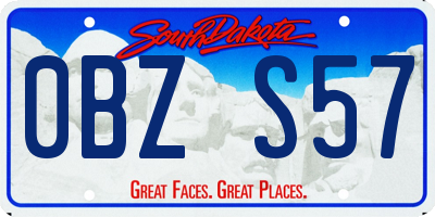 SD license plate 0BZS57
