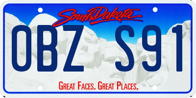 SD license plate 0BZS91