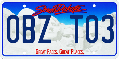 SD license plate 0BZT03