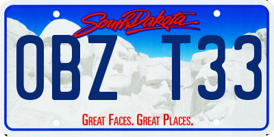 SD license plate 0BZT33