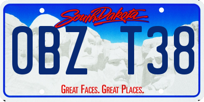 SD license plate 0BZT38