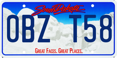 SD license plate 0BZT58