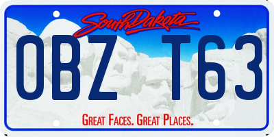 SD license plate 0BZT63