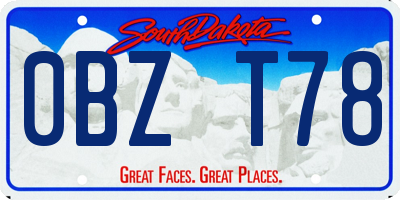 SD license plate 0BZT78