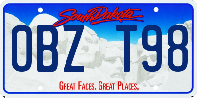 SD license plate 0BZT98