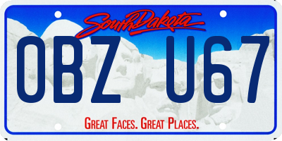 SD license plate 0BZU67