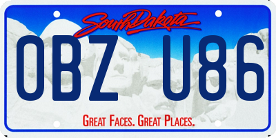 SD license plate 0BZU86