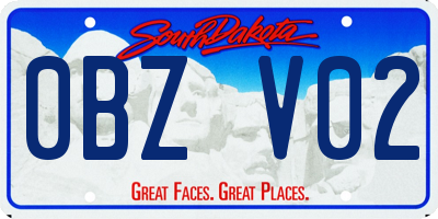 SD license plate 0BZV02