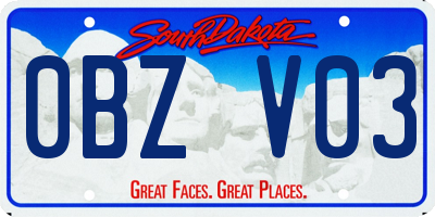 SD license plate 0BZV03