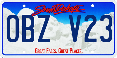 SD license plate 0BZV23
