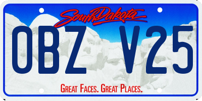 SD license plate 0BZV25