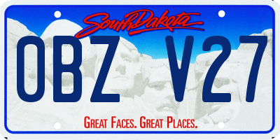 SD license plate 0BZV27