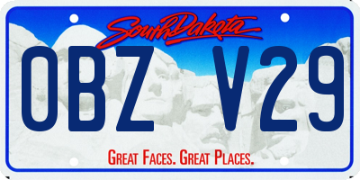 SD license plate 0BZV29