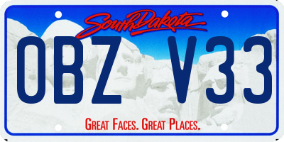 SD license plate 0BZV33