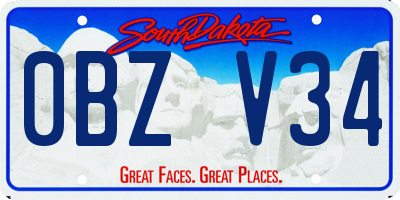 SD license plate 0BZV34