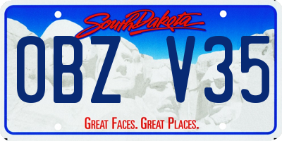 SD license plate 0BZV35