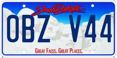 SD license plate 0BZV44