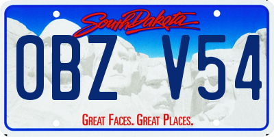 SD license plate 0BZV54