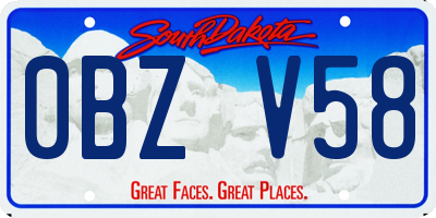 SD license plate 0BZV58
