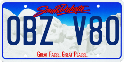 SD license plate 0BZV80