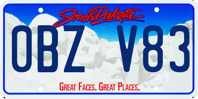 SD license plate 0BZV83