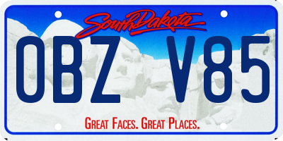 SD license plate 0BZV85