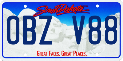 SD license plate 0BZV88