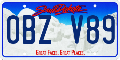 SD license plate 0BZV89