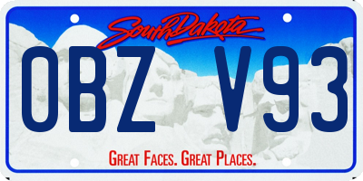 SD license plate 0BZV93